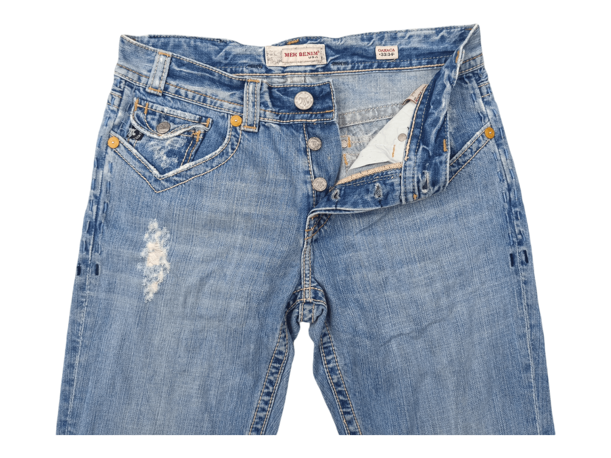 Mek Denim Vintage Mek Denim Distressed Sun Faded Jeans Size US 33 - 8 Thumbnail