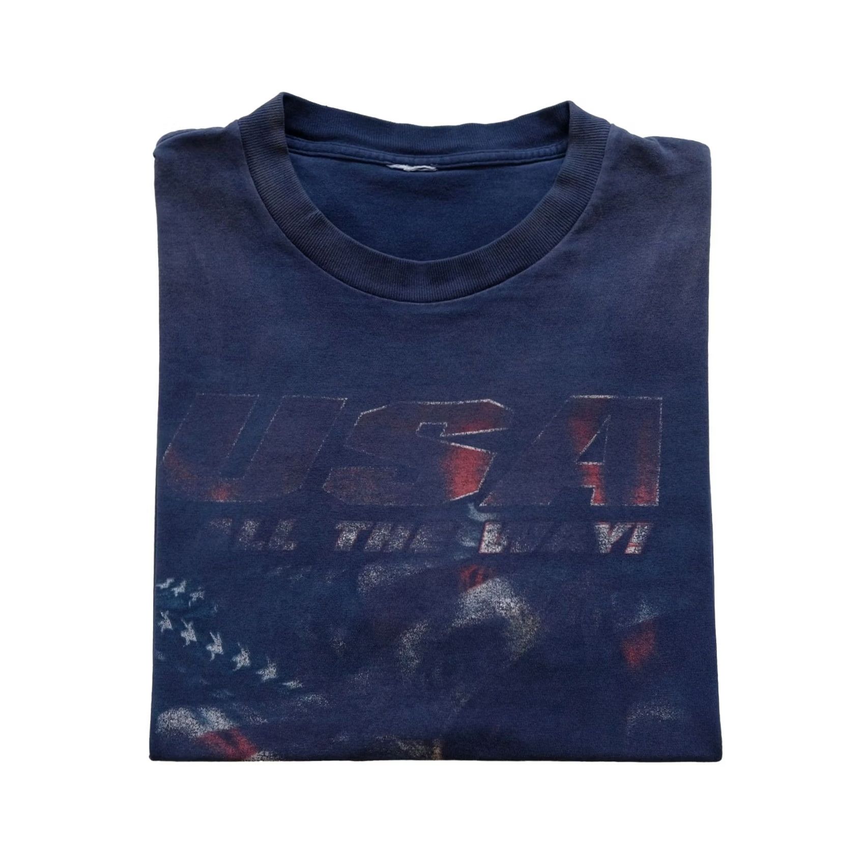Fruit Of The Loom VINTAGE Fruit of the Loom USA T-Shirt Shirt Mens L Blue 1990s Distressed World Cup All the Way Size US L / EU 52-54 / 3 - 2 Thumbnail