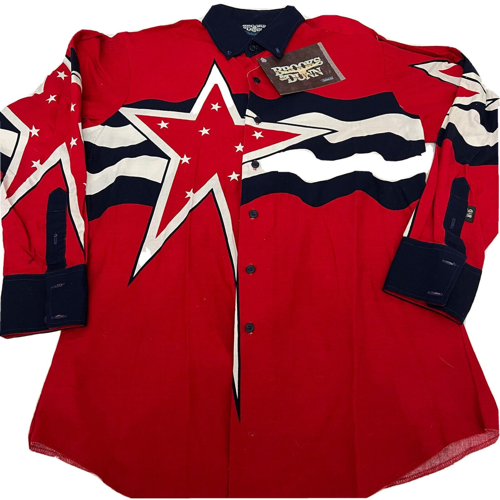Panhandle Slim Vtg Brooks Dunn Panhandle Slim 16 34 Red White Blue USA Size US L / EU 52-54 / 3 - 2 Thumbnail