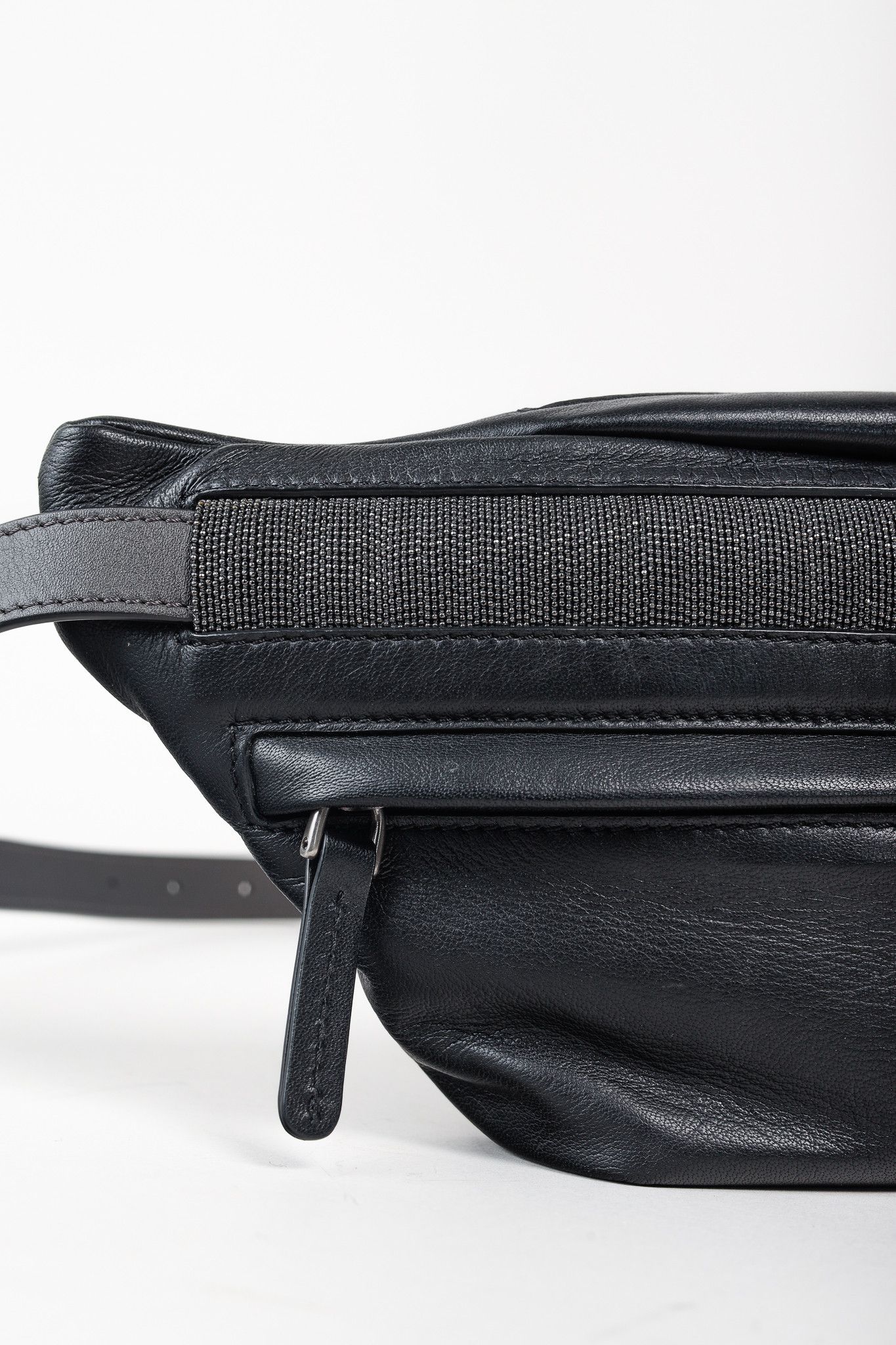 Brunello Cucinelli Brunello Cucinelli Black Leather Monili Crossbody Belt Bag Size ONE SIZE - 9 Thumbnail