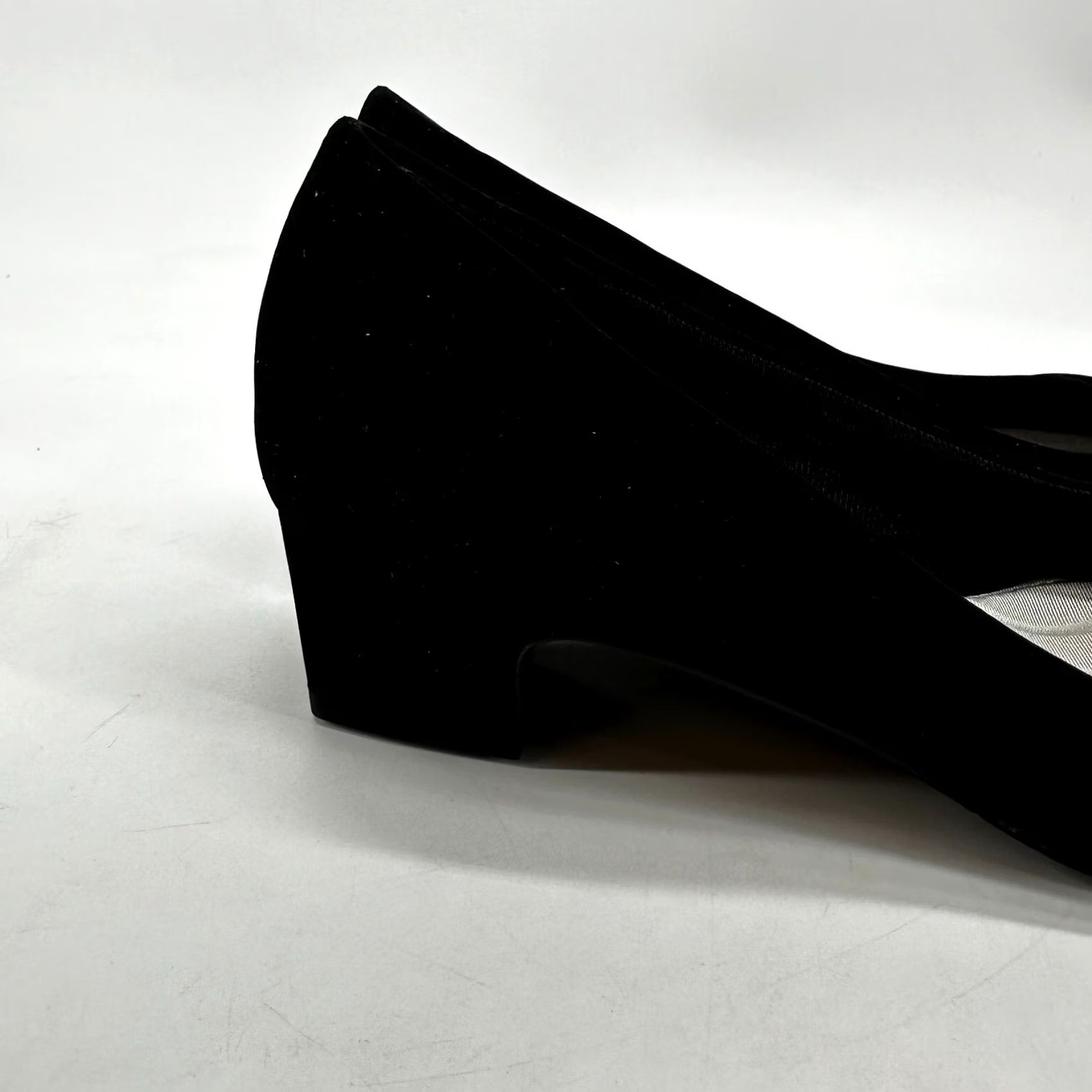 Vintage Easy Street Pump Heels Black Women's 6M Suede Slip On Almond Toe Casual Comfort Chinese Made Block Heel Size US 6 / IT 36 - 6 Thumbnail