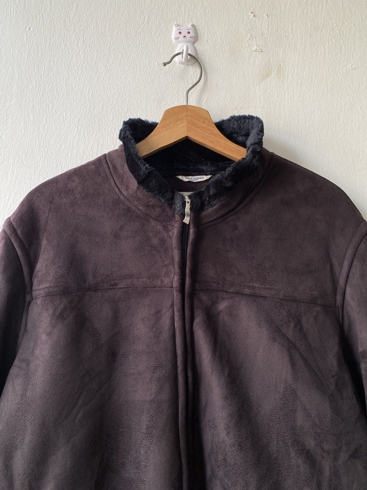 Japanese Brand × Kansai Yamamoto 1990s Kansai Yamamoto Homme Suede Leather Fur Lining Jacket Size US L / EU 52-54 / 3 - 5 Thumbnail