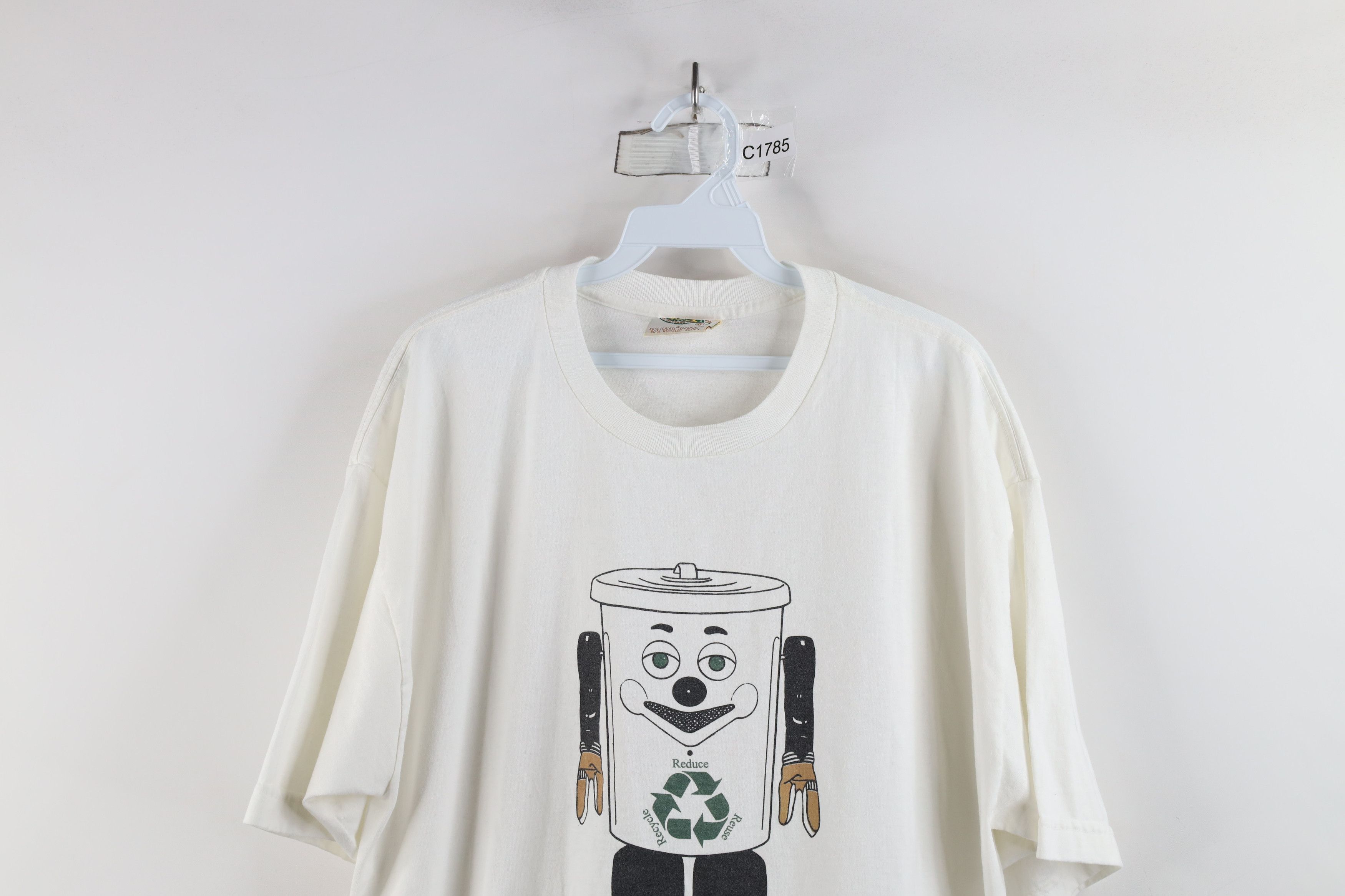 Vintage Vintage 90s Streetwear Recycling Trash T-Shirt White USA Size US XL / EU 56 / 4 - 2 Thumbnail