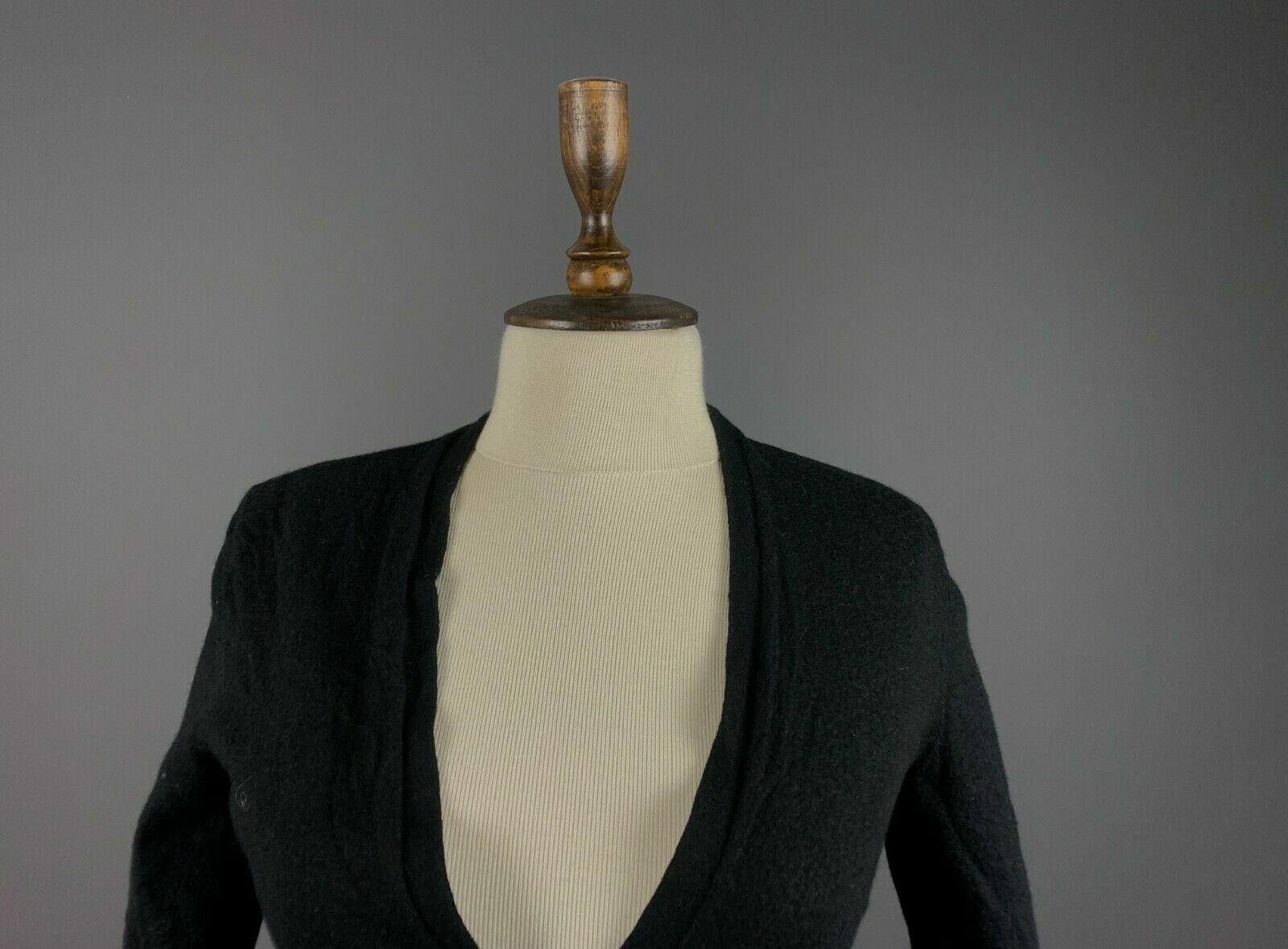 Designer Dorothee Schumacher Black Wool V-Neck Cardigan Sweater Size M / US 6-8 / IT 42-44 - 3 Thumbnail