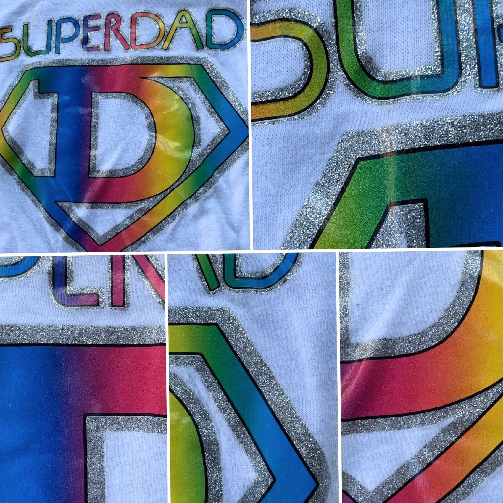 Hanes VINTAGE Hanes Iron On Tee Shirt Rainbow SUPERDAD Yellow Sleeves Ringer Neck 70s L Mens Size US L / EU 52-54 / 3 - 5 Thumbnail