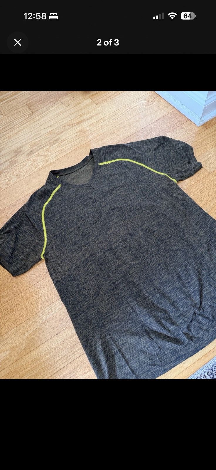 Lululemon lululemon athletica Charcoal Heather Short Sleeve V-Neck Size US M / EU 48-50 / 2 - 2 Thumbnail