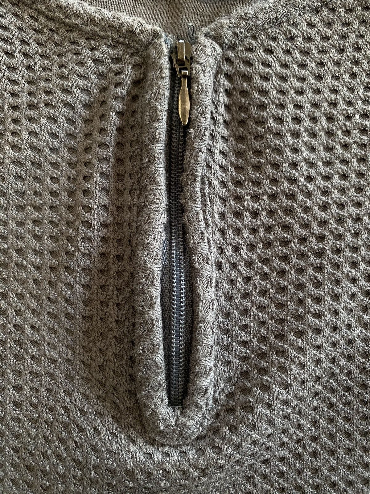 Issey Miyake × Japanese Brand × Tete Homme Vintage Tete Homme Half Zipper Waffle Knit Size L / US 10 / IT 46 - 3 Thumbnail