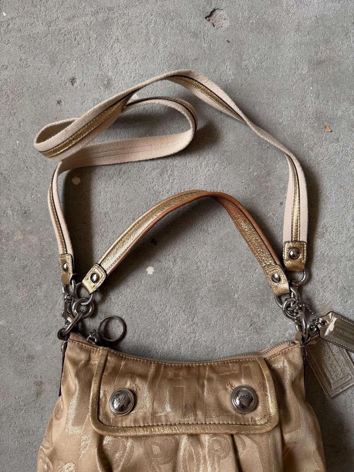 Coach Coach 2Way Poppy Shoulder Bag Beige/Gold Size ONE SIZE - 3 Thumbnail