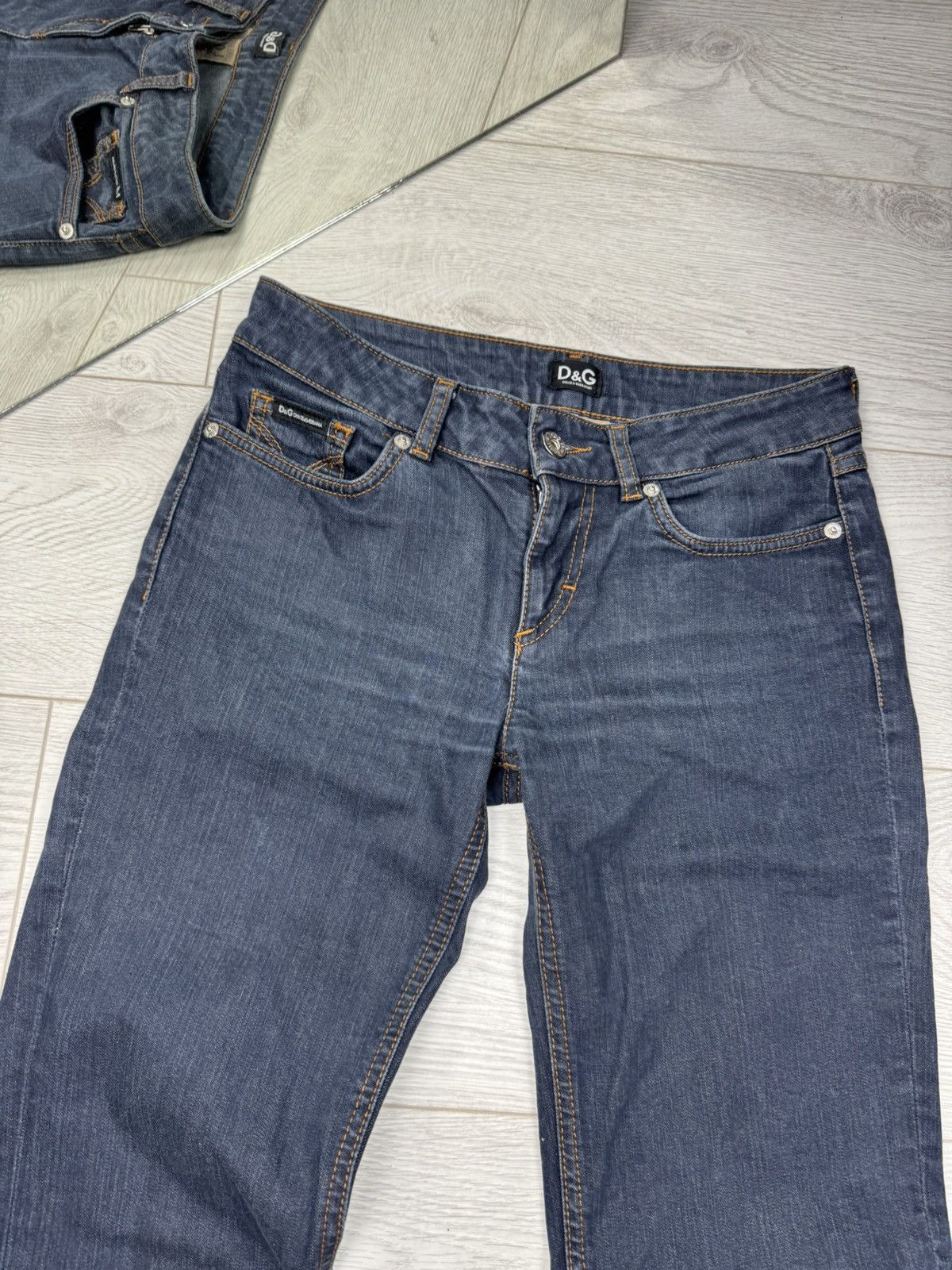 Dolce & Gabbana × Vintage Rare Custom Vintage Jeans Embroidered Big D&G Logo Drip Y2K Size 26" / US 2 / IT 38 - 5 Thumbnail