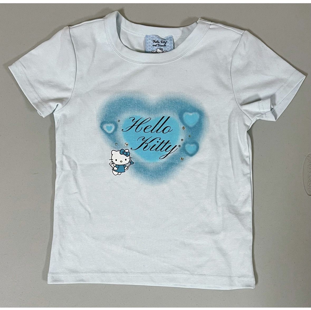 Japanese Brand Hello Kitty Blue Airbrush Tee Shirt Top Size 9/10 (Girls) 🩵✨ Size XS / US 0-2 / IT 36-38 - 3 Thumbnail