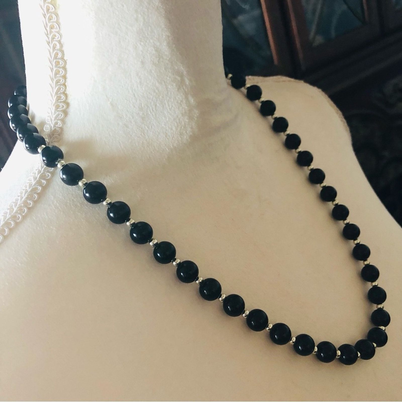 Vintage Vintage 80s black round plastic bead necklace Size ONE SIZE - 3 Thumbnail