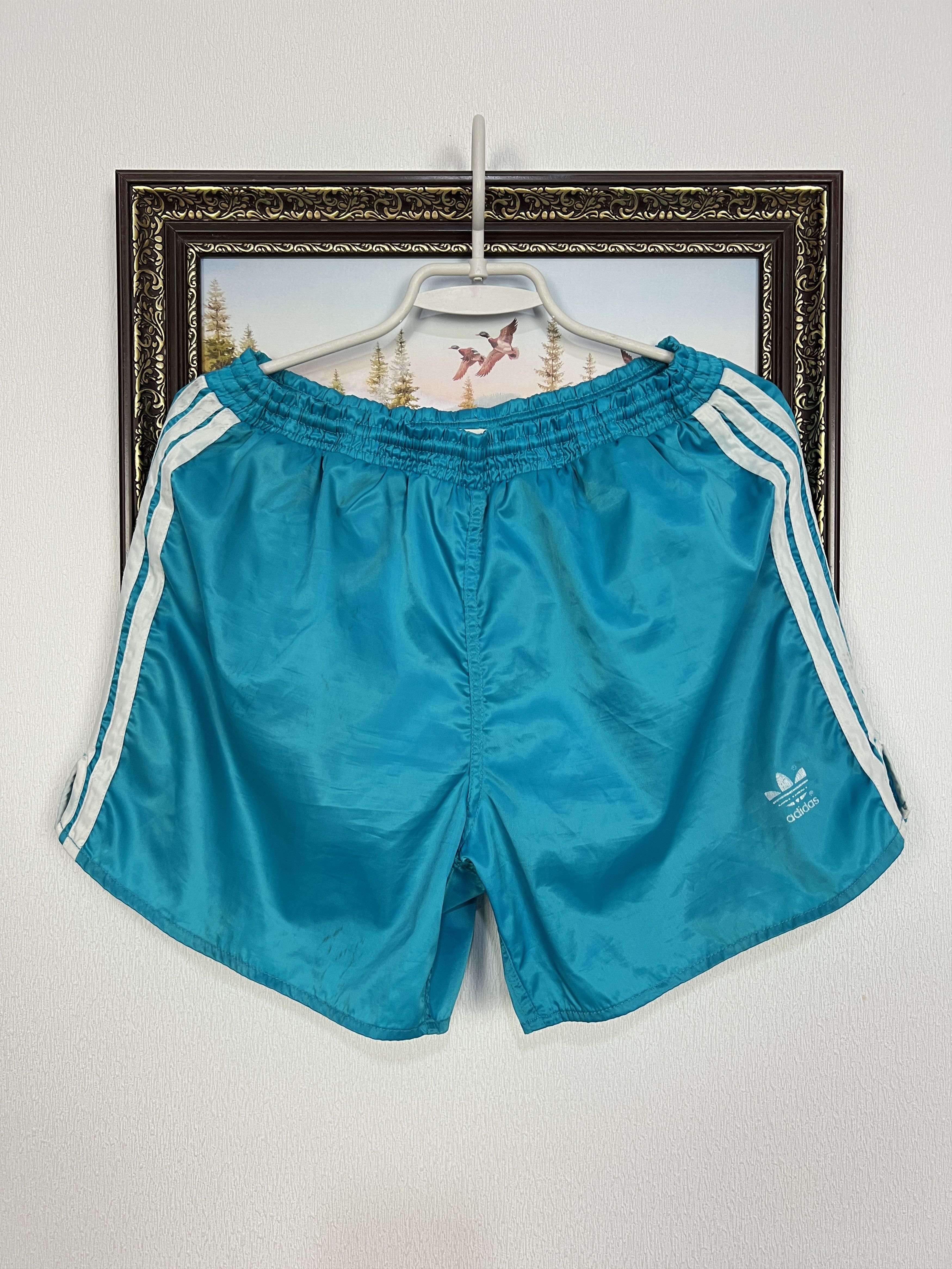 Adidas Vintage 90's Adidas Blue Nylon Shorts Run Mens Athletic Sz L Size US 34 / EU 50 - 1 Thumbnail