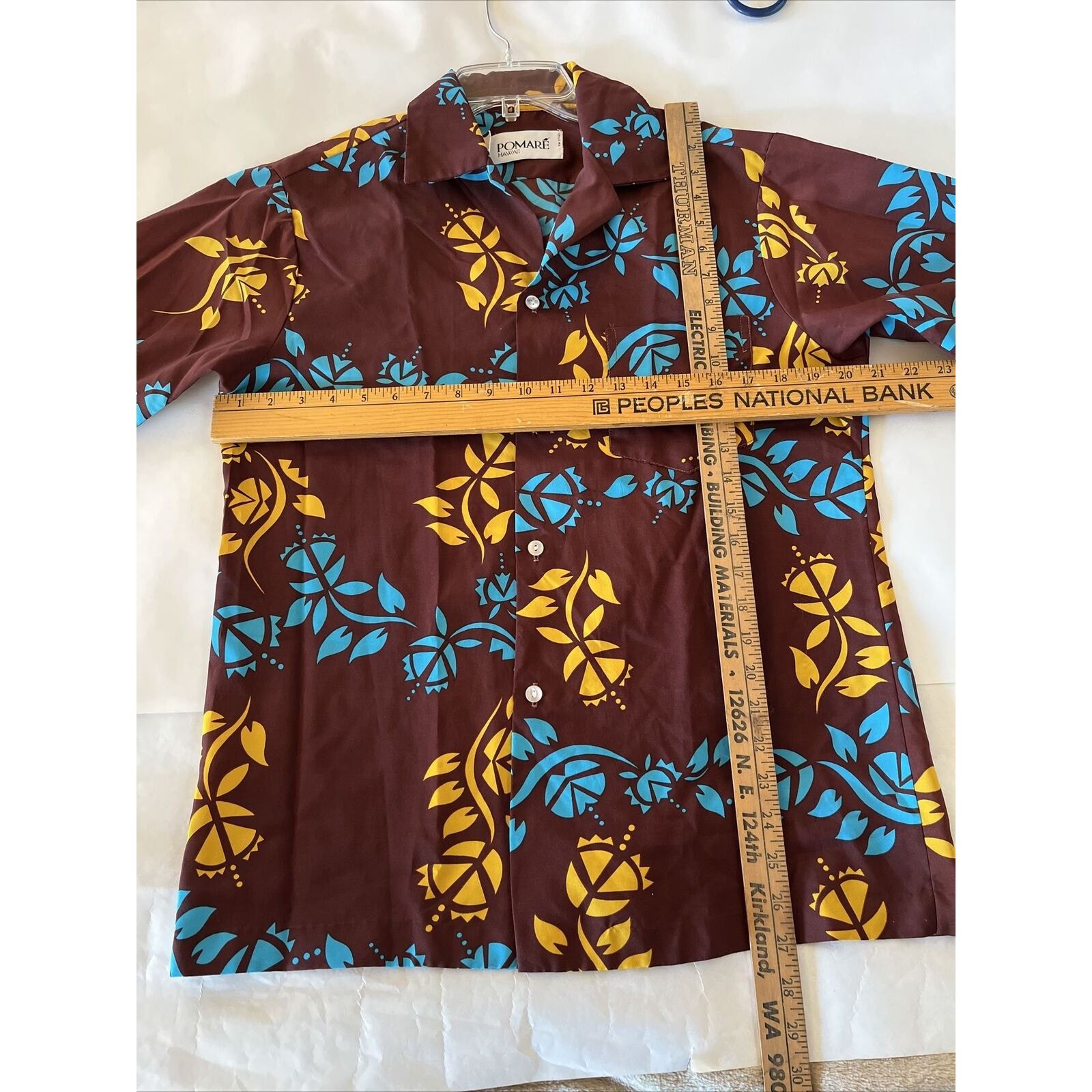 Other Pomare Vintage Men’s M Brown Floral Polyester Hawaiian Shirt Size US M / EU 48-50 / 2 - 10 Thumbnail