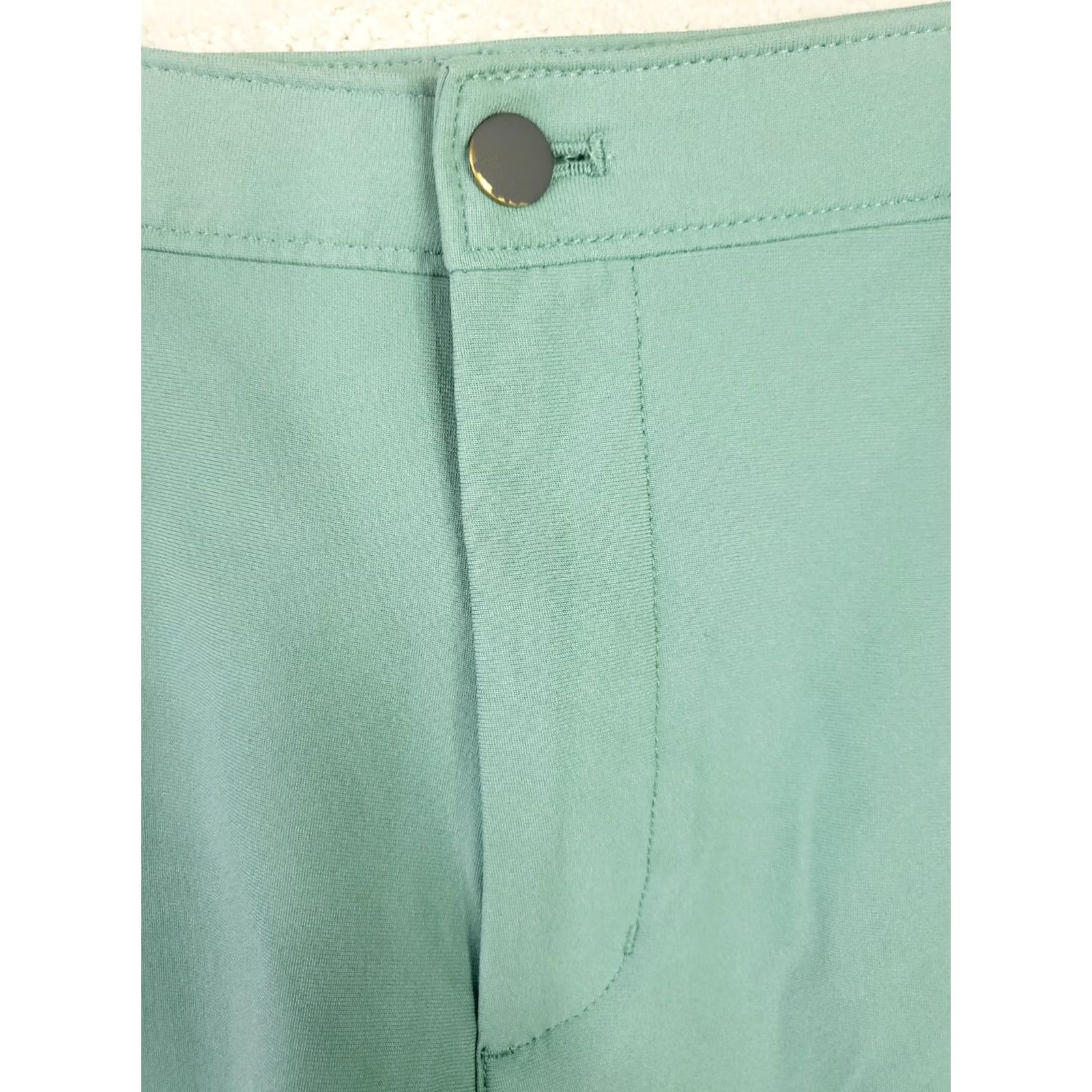 Lands' End Lands' End Shorts Men's 35x9 Teal Green Flat Front 5 Pocket Polyester Chino Casual Mens Size US 35 - 4 Thumbnail