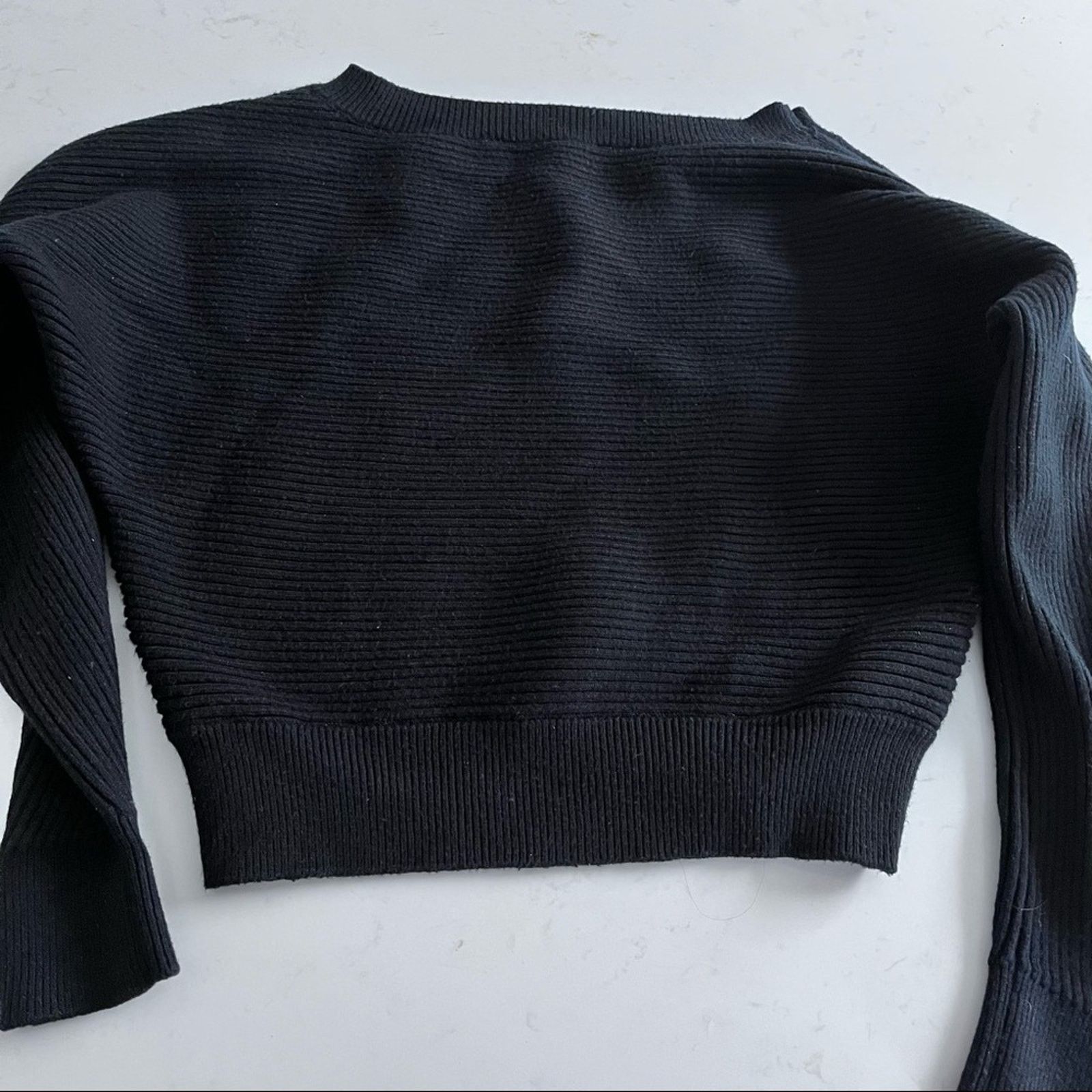Zara Zara black knit ribbed bat sleeve sweater size Small Size S / US 4 / IT 40 - 9 Thumbnail