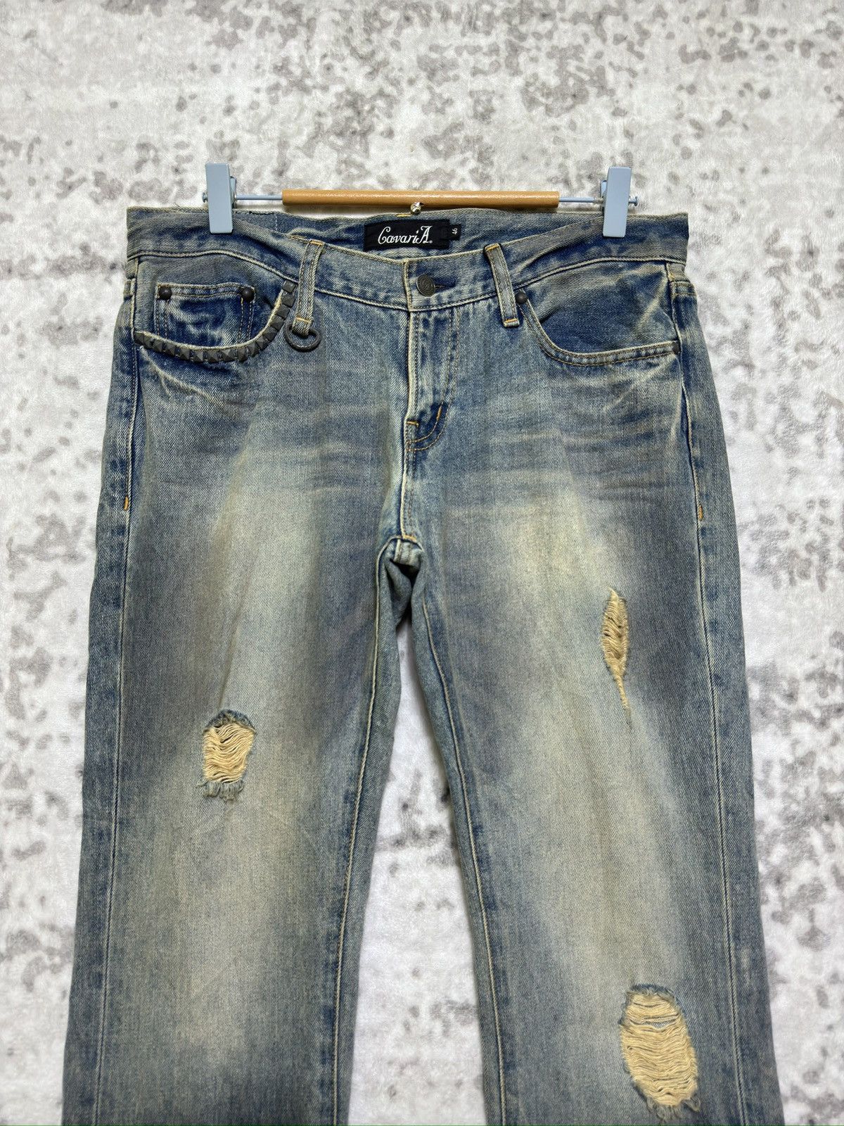 Vintage CavariA Distressed Mud Wash Whiskered Vkei jeans