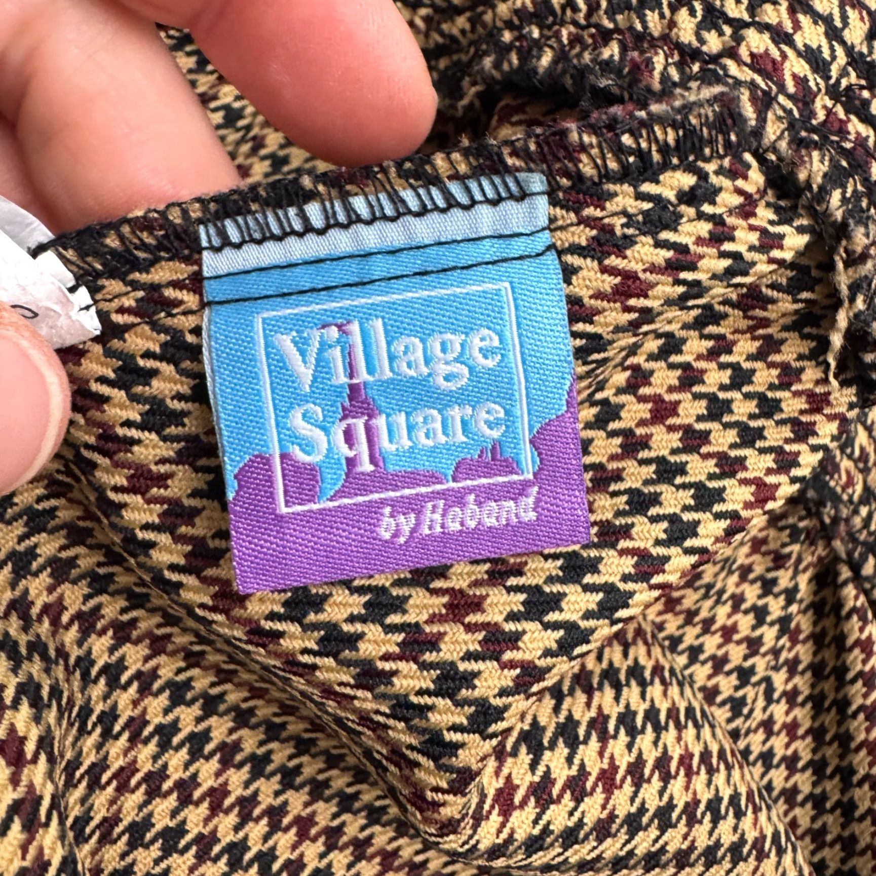 Haband VINTAGE Village Square Haband Pants Womens 16 Brown Houndstooth Pull On Size 38" / US 16 / IT 52 - 5 Thumbnail