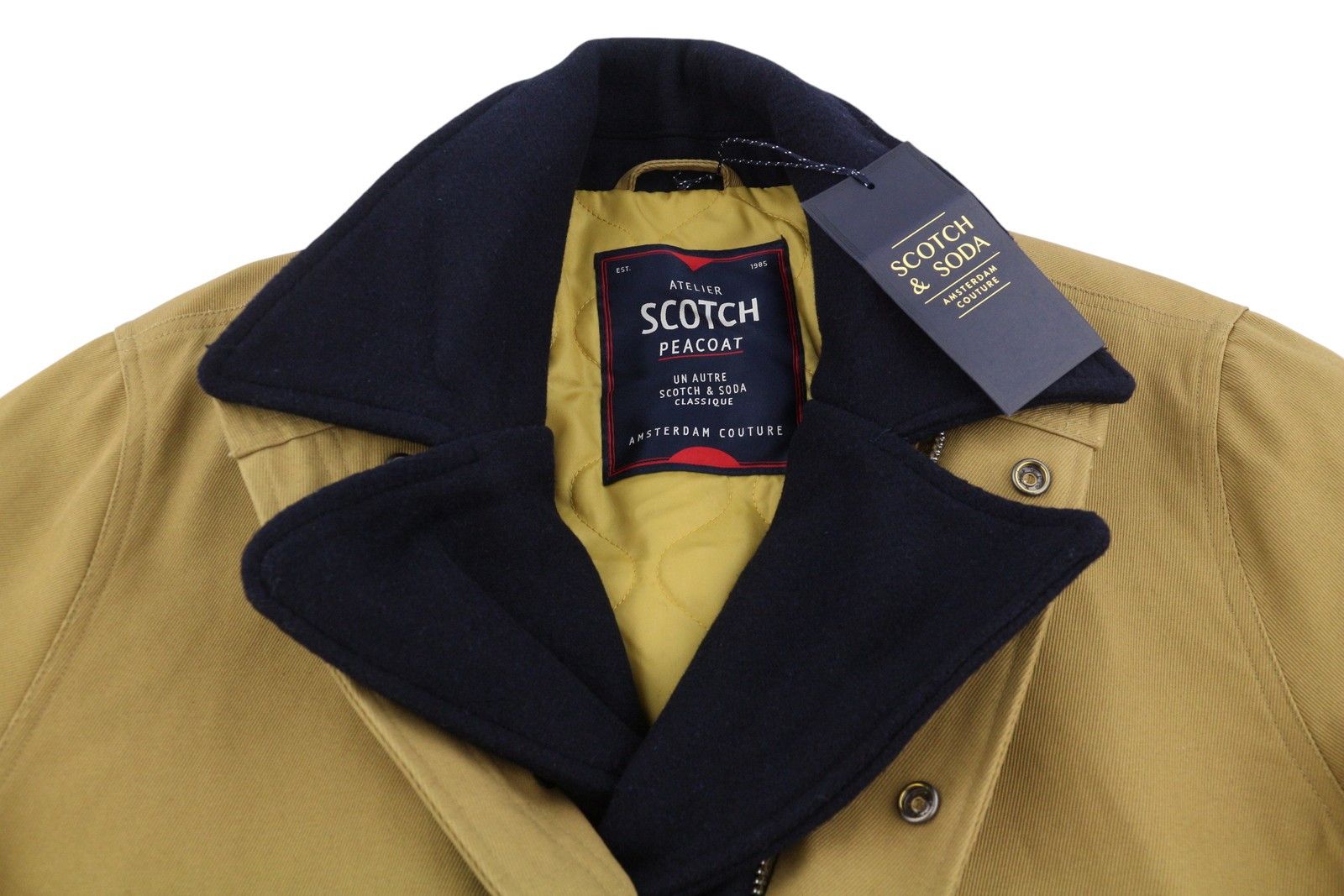 Scotch & Soda ATELIER M Brown Double Collar Drawstring Peacoat 88472 Size US M / EU 48-50 / 2 - 6 Thumbnail