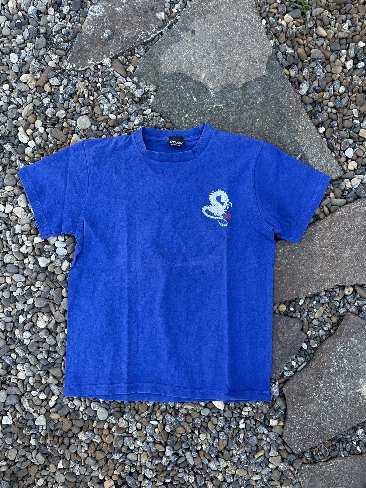Stussy × Vintage 80’s Stussy Outdoor Vintage double dragon blue t-shirt tee Size US XS / EU 42 / 0 - 7 Thumbnail
