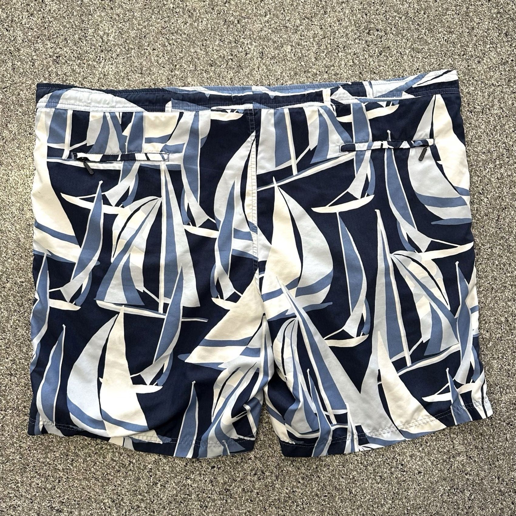 Eddie Bauer VINTAGE Eddie Bauer Swim Trunks Mens 2XL Navy Blue Sail Boat Print 21” Trunks Size US 39 - 6 Thumbnail