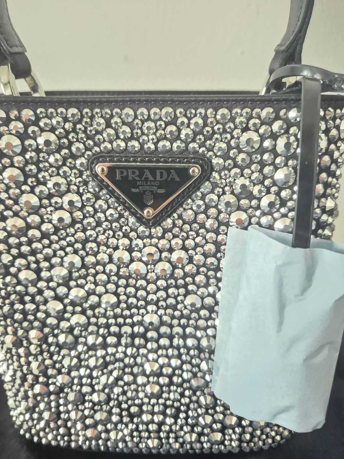 Prada Panier satin bag with crystals