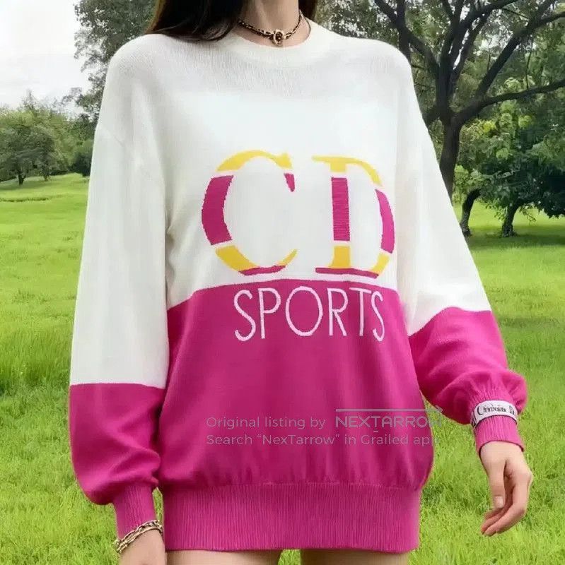 Dior Dior White and Pink Logo Long Sleeve Top . Size L / US 10 / IT 46 - 7 Thumbnail