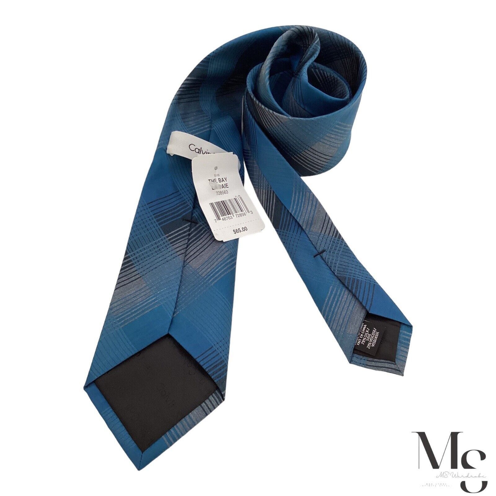 Calvin Klein $65 Calvin Klein Blue Plaid Luxury Silk Bled Tie W: 3" NWT Size ONE SIZE - 2 Thumbnail