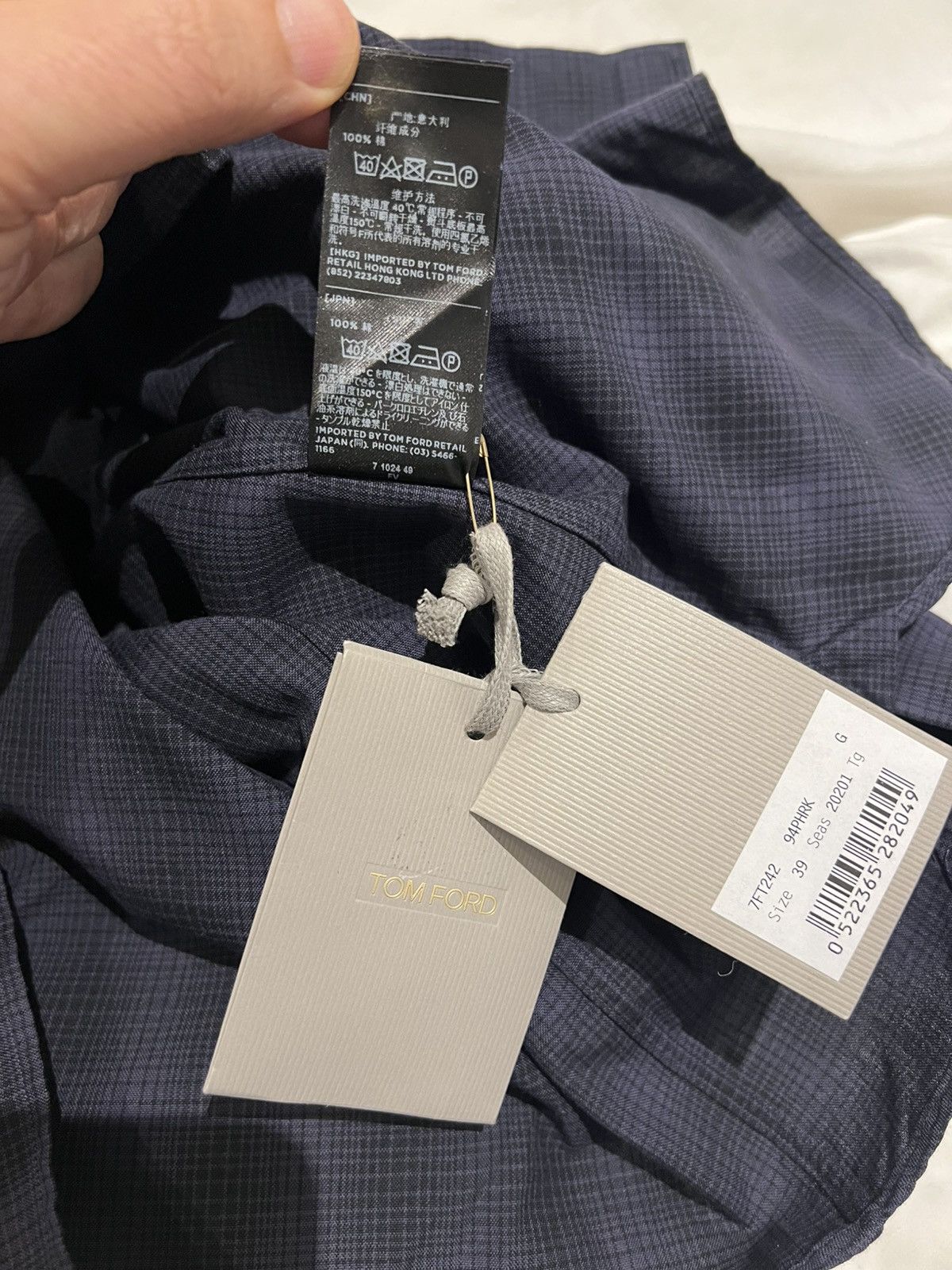 Tom Ford TOM FORD Navy Tartan Size 15/5 39 Long Sleeves Dress Shirt Size US S / EU 44-46 / 1 - 9 Thumbnail