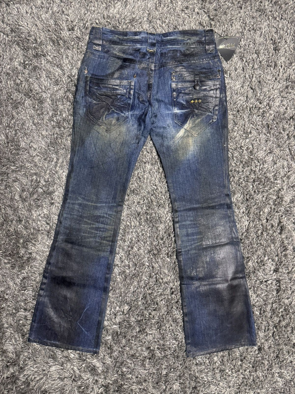 Japanese Brand “Empire of the Baal” Wax Finish Flared Jeans Size US 28 / EU 44 - 8 Thumbnail