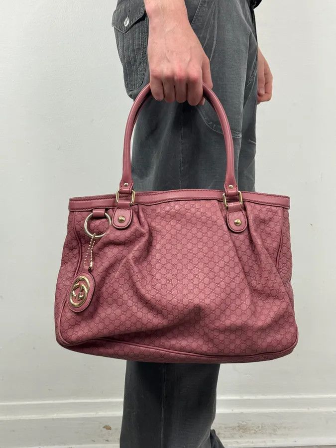 Gucci 2000s Gucci Sukey Monogram Pink Leather Handle Bag Size ONE SIZE - 3 Thumbnail