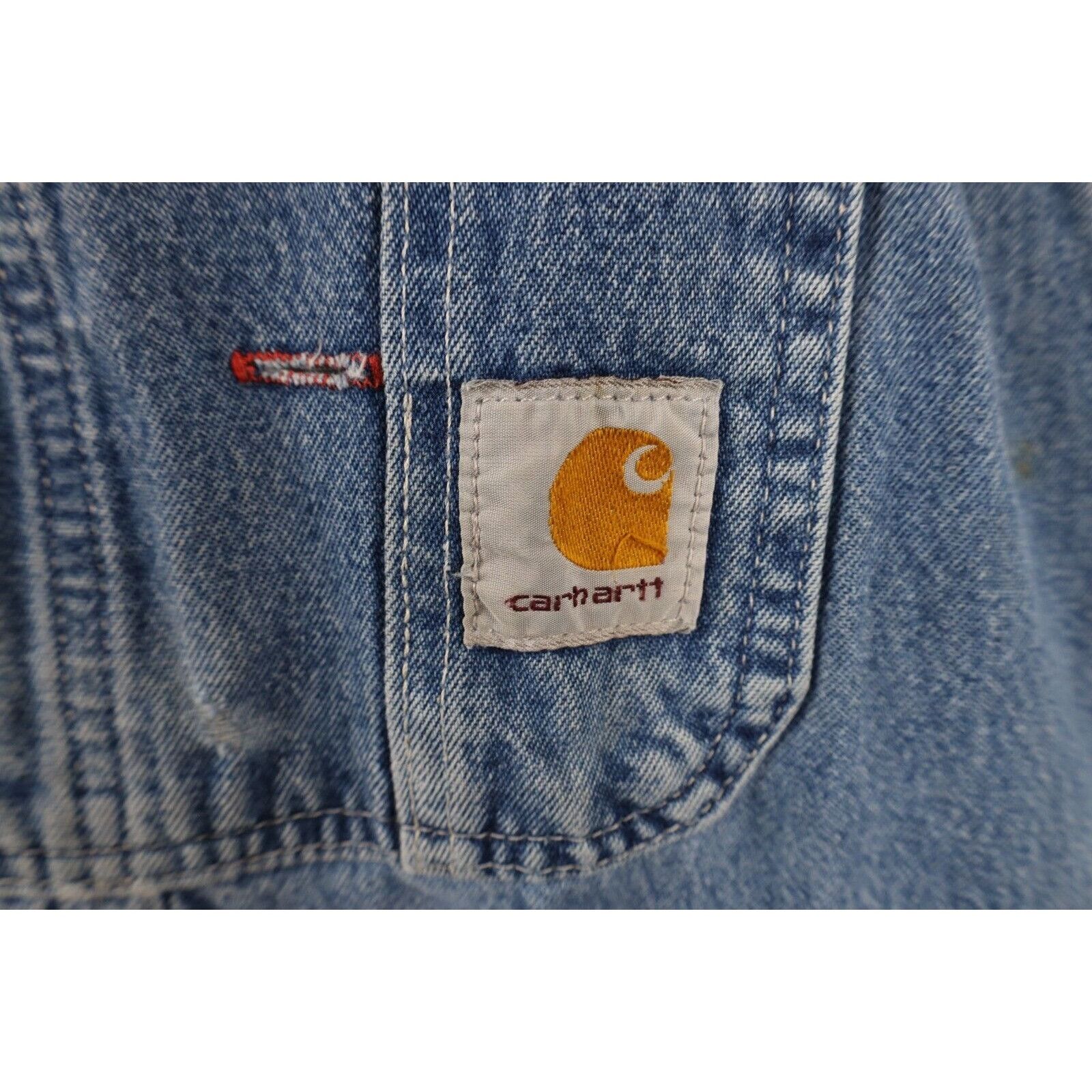 Carhartt × Vintage Vintage Y2K Carhartt Distressed Spell Out Denim Overalls Size US 42 / EU 58 - 6 Thumbnail
