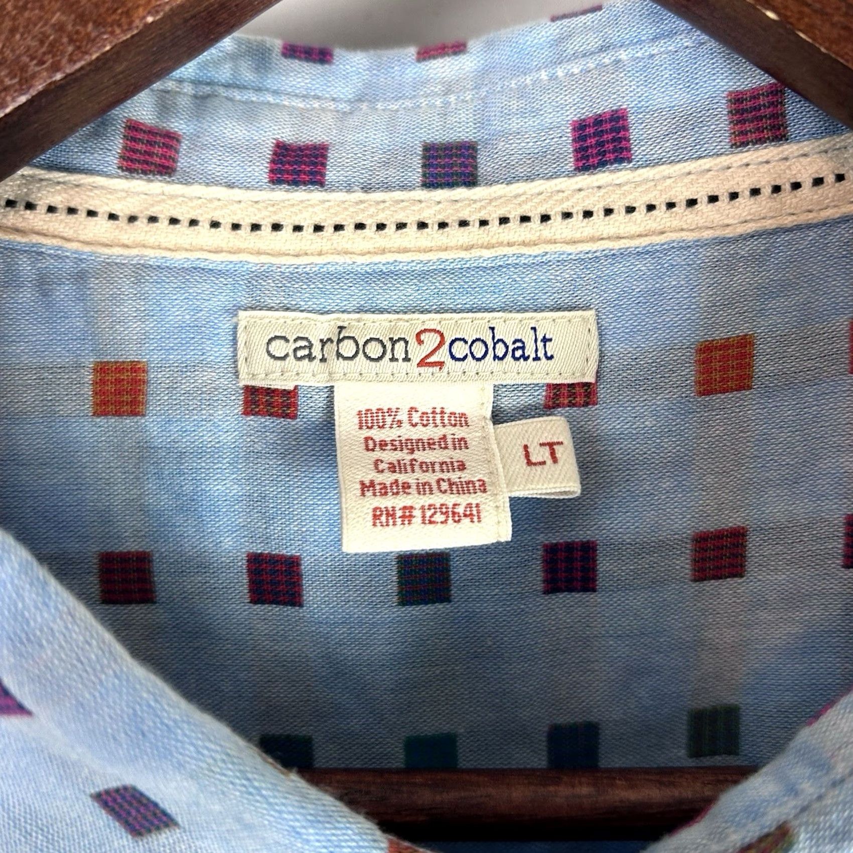 Carbon2Cobalt Carbon 2 Colbalt Mens Button Shirt Blue Geometric Large Tall Cotton Short Sleeve Button-Up Collared Shirt Long Sleeve: N/A Size US L / EU 52-54 / 3 - 4 Thumbnail