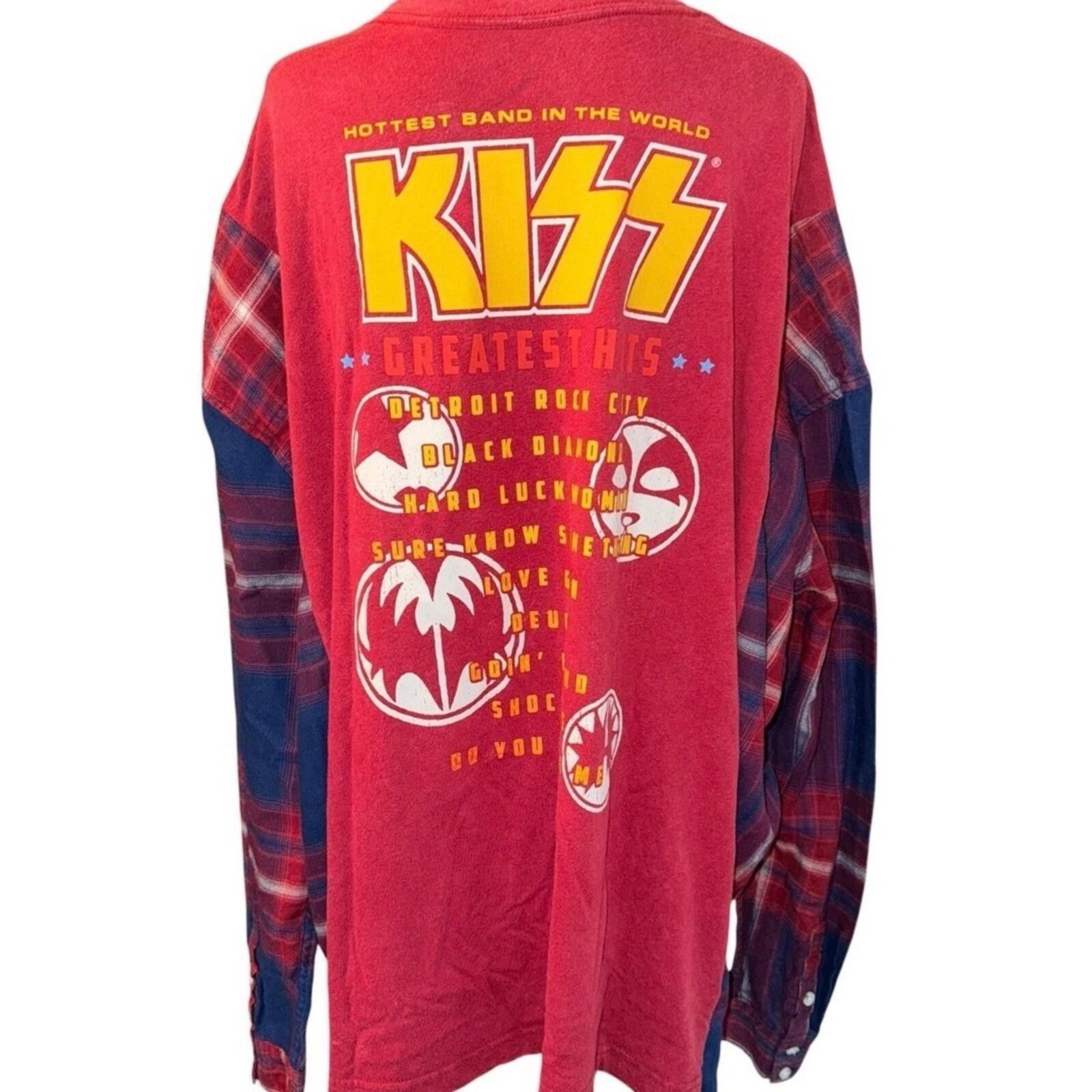 Other Reworked Upcycled KISS Tshirt Flannel Size M / US 6-8 / IT 42-44 - 2 Thumbnail