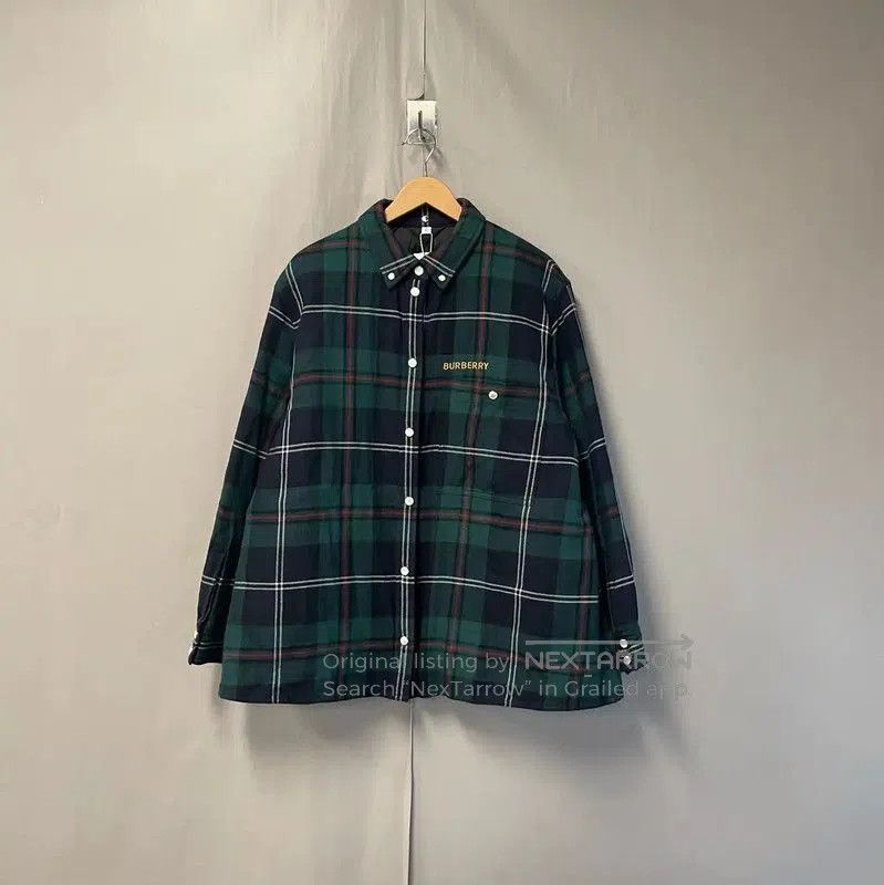 Burberry Men's Green Plaid Shirt Jacket.