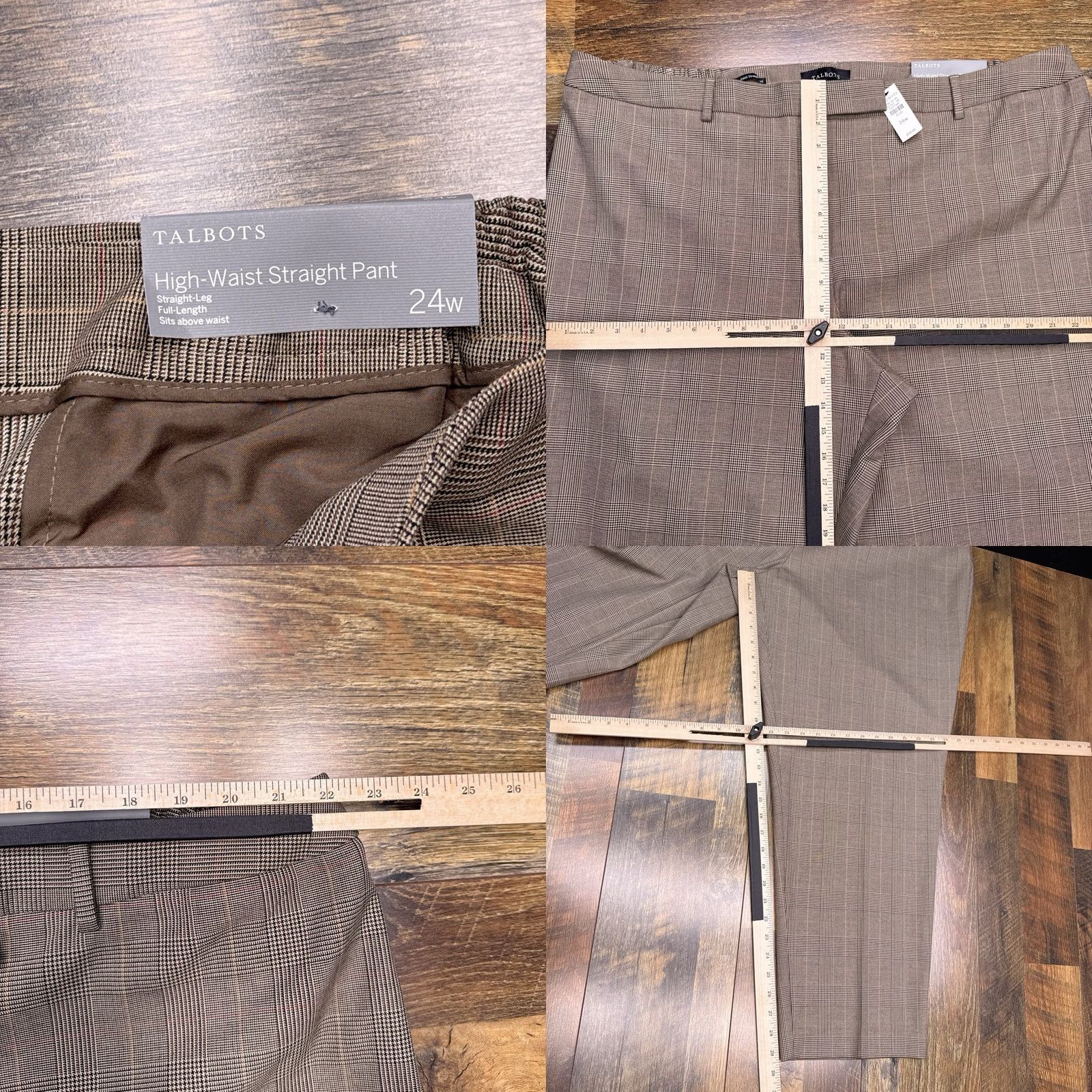 Talbots Talbots Pants Womens 24W Tan Plaid High Waist Straight Leg New Size 42" / US 20 - 8 Thumbnail