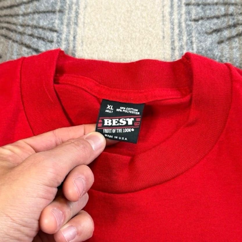 Fruit Of The Loom VINTAGE 90s OJ Simpson Bronco Car Chase T-Shirt XL Mens Red Short Sleeve Made In USA Size US XL / EU 56 / 4 - 4 Thumbnail
