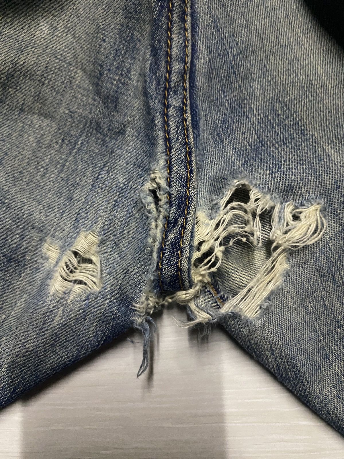 Levi's Levis 502 Big E Selvedge Talon Zip Distressed Baggy Jeans Size US 34 / EU 50 - 15 Thumbnail