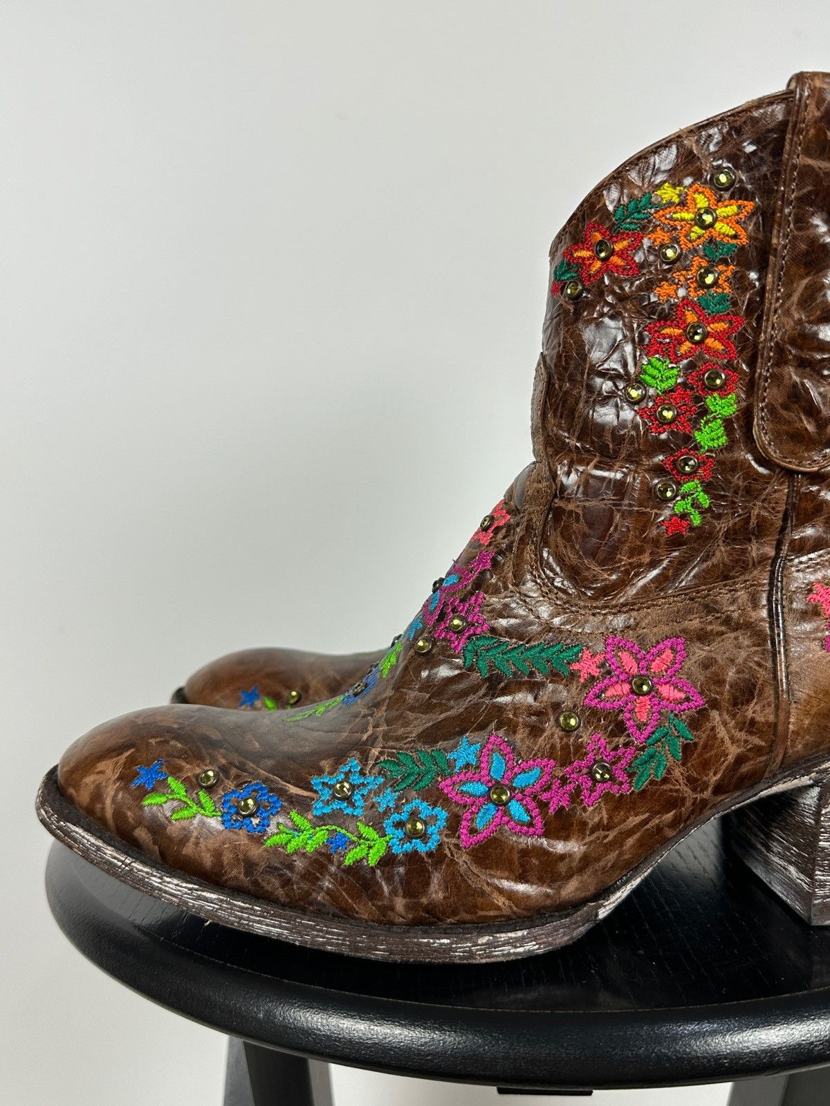 Old Gringo Mexicana Old Gringo Sora Leather Cowboy Floral Ankle Boots Size US 9.5 / IT 39.5 - 17 Thumbnail