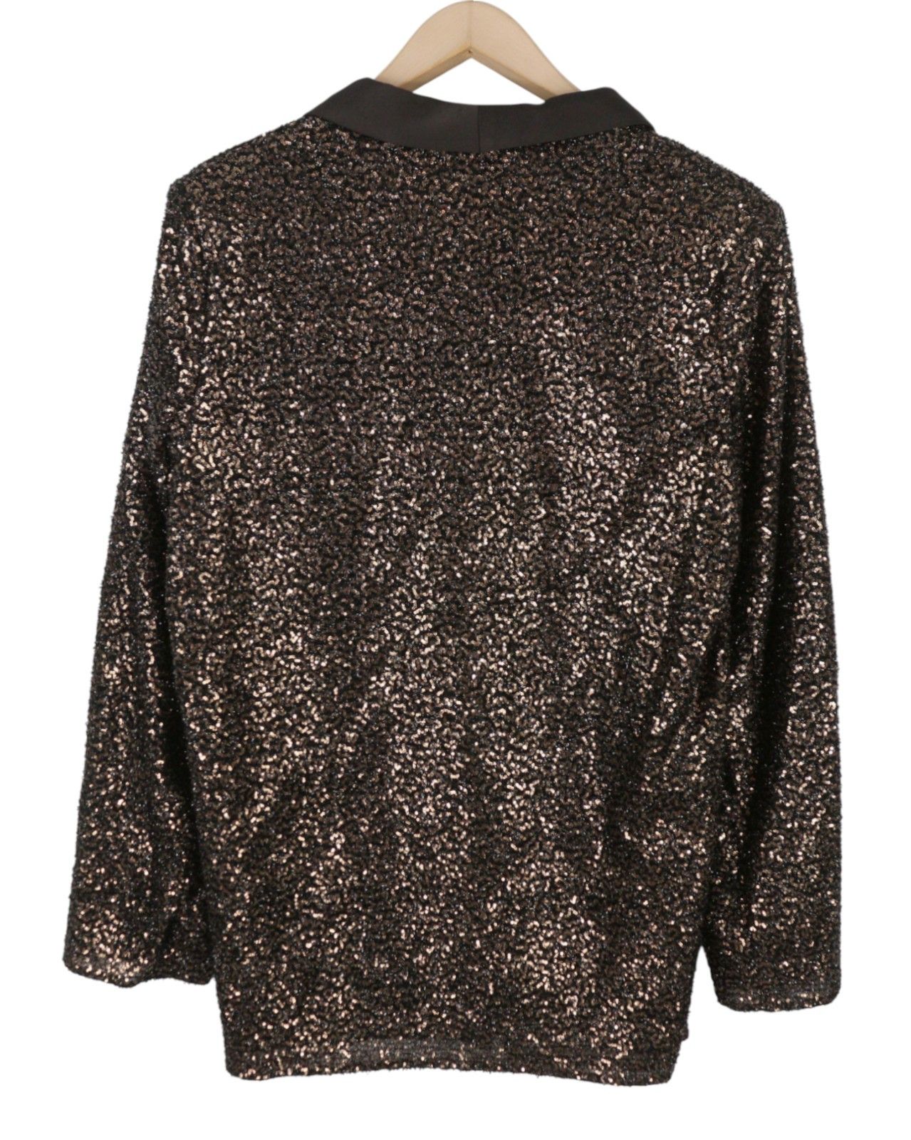 Max Mara EU46 Brown Glitter Shawl Lapel Single Blazer 88691 Size XXL / US 16-18 / IT 52-54 - 4 Thumbnail