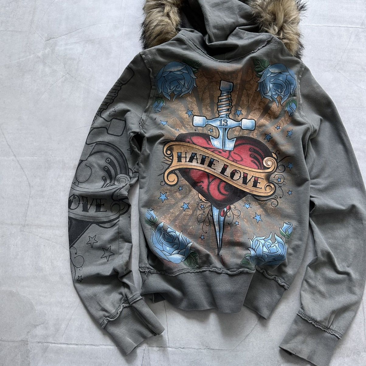 Hysteric Glamour × Undercover Tribal If Six Was Nine Ed Hardy Style Fur Zip Hoodie Jacket Size S / US 4 / IT 40 - 18 Thumbnail