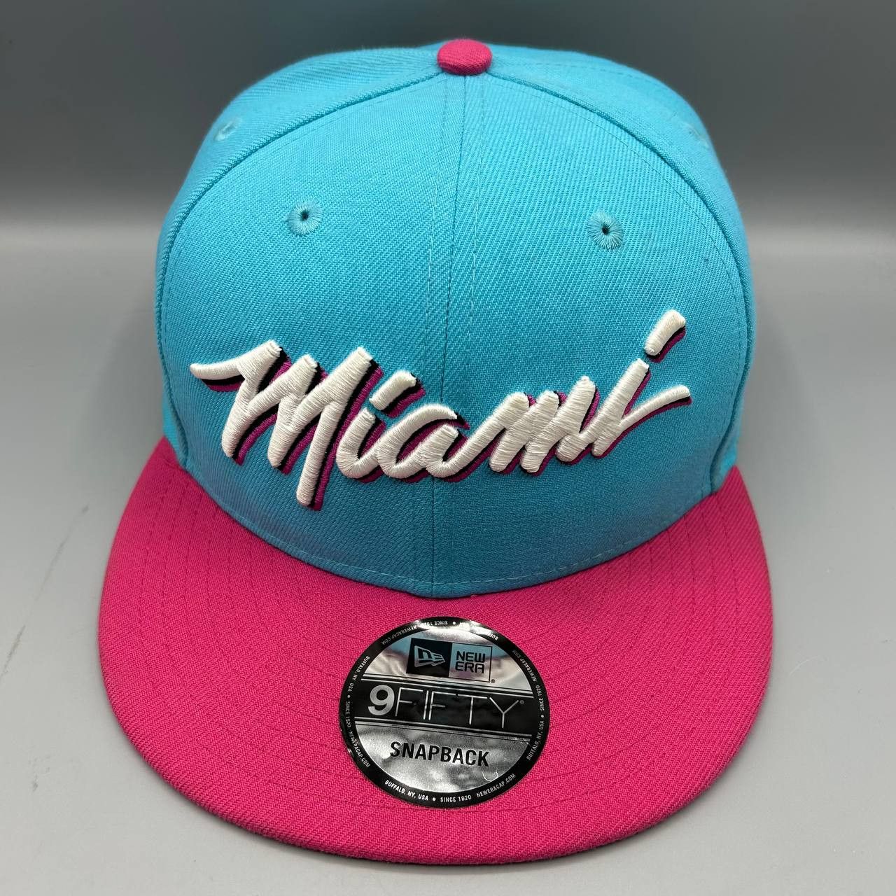 New Era Miami Heat Hat Men Blue NBA 9Fifty New Era Snap Back Cap New Size ONE SIZE - 1 Thumbnail