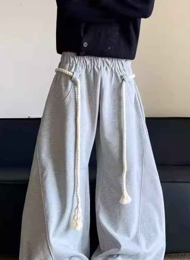 Japanese Brand Rope-Belt Wide Leg Sweatpants Size US 32 / EU 48 - 6 Thumbnail