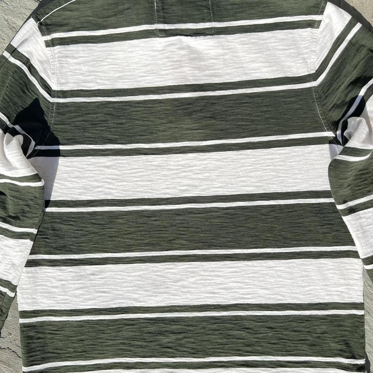 American Eagle Outfitters Green and White Thick Striped Slub Rugby Polo Size US XL / EU 56 / 4 - 5 Thumbnail