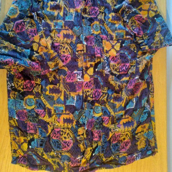 Vintage Vintage 90s Abstract Geometric Tribal Hawaiian Shirt Size US XL / EU 56 / 4 - 3 Thumbnail