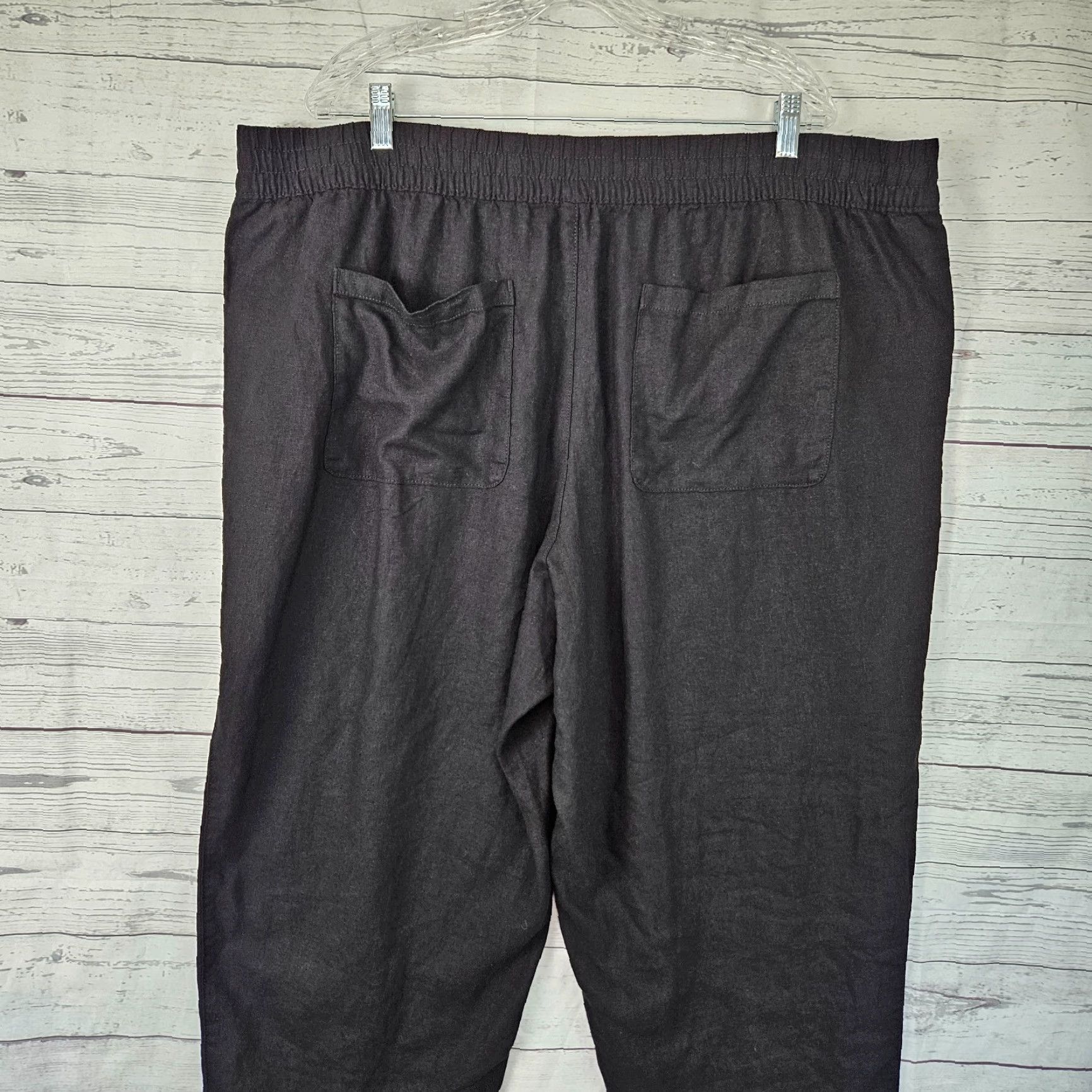 Old Navy Old Navy Womens Pull On Ankle Pants Sz 2X Black Linen Blend Size 40" / US 18 - 4 Thumbnail