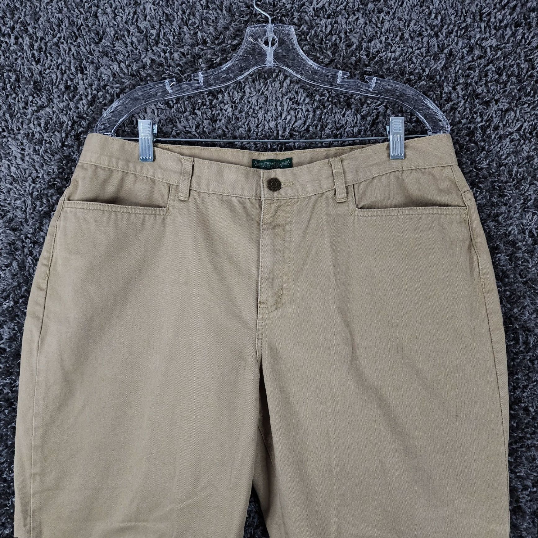 Ralph Lauren VINTAGE Lauren Ralph Lauren Womens Capri Pants Size 14 Petite Beige Cotton Midcalf Size ONE SIZE - 2 Thumbnail