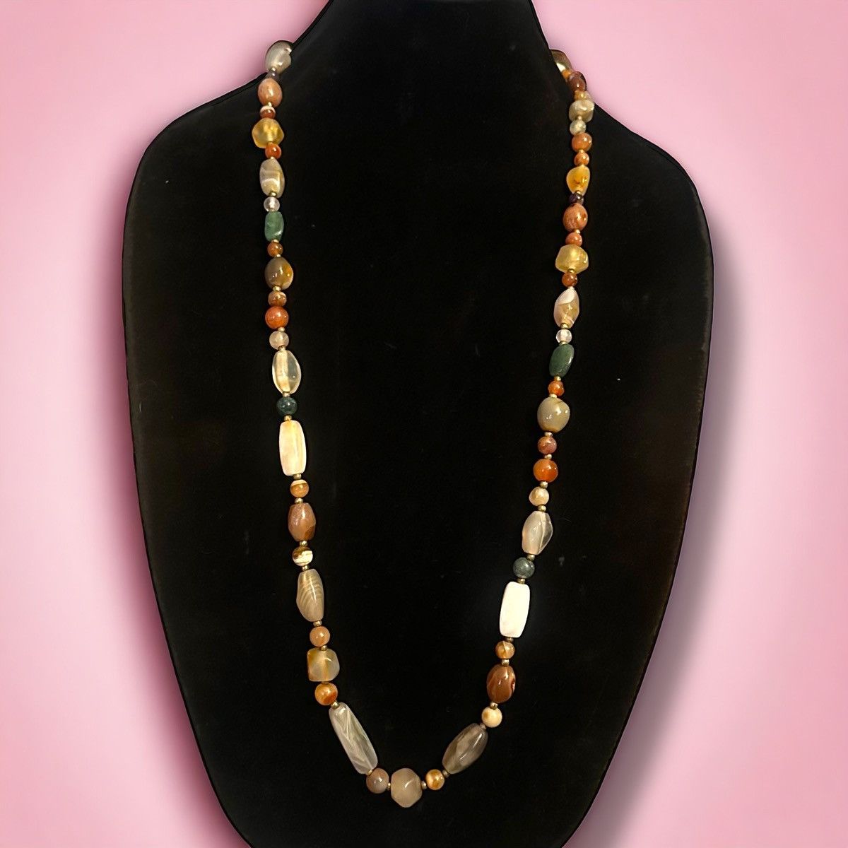 Vintage Vintage polished agate bead necklace Size ONE SIZE - 1 Thumbnail