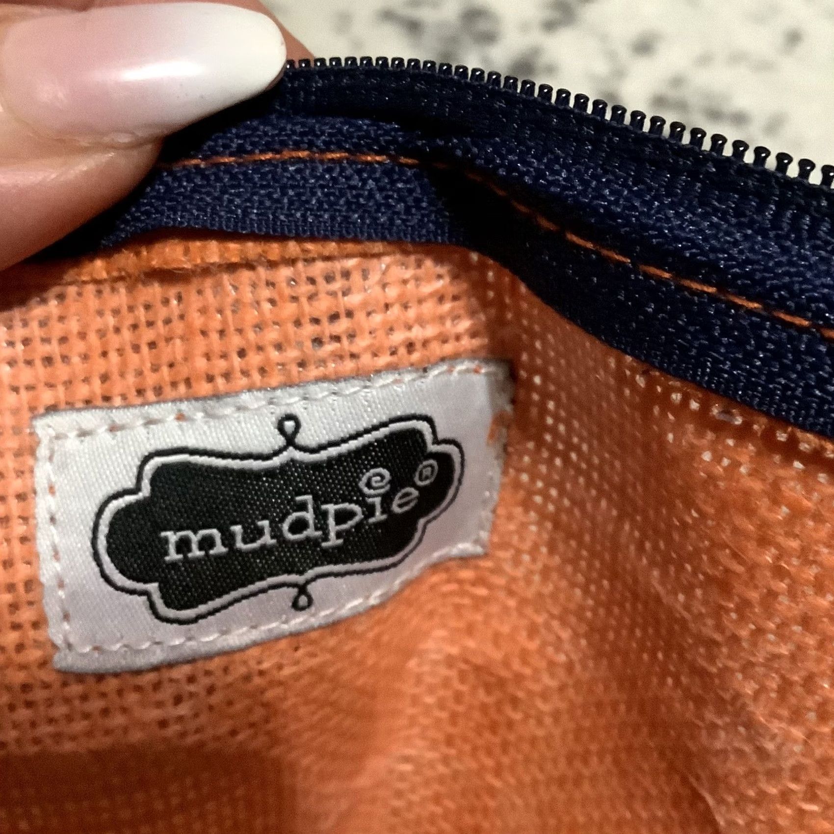 Vintage Mud Pie Jute Pouch Bag Large Cosmetic Travel Zip Up Orange Starfish Women Bag Size ONE SIZE - 3 Thumbnail
