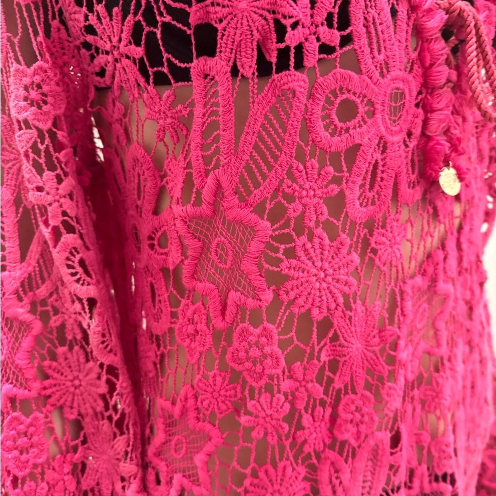 Blumarine NWT Blumarine Beachwear Pink Lace Floral Cardigan L Size L / US 10 / IT 46 - 13 Thumbnail