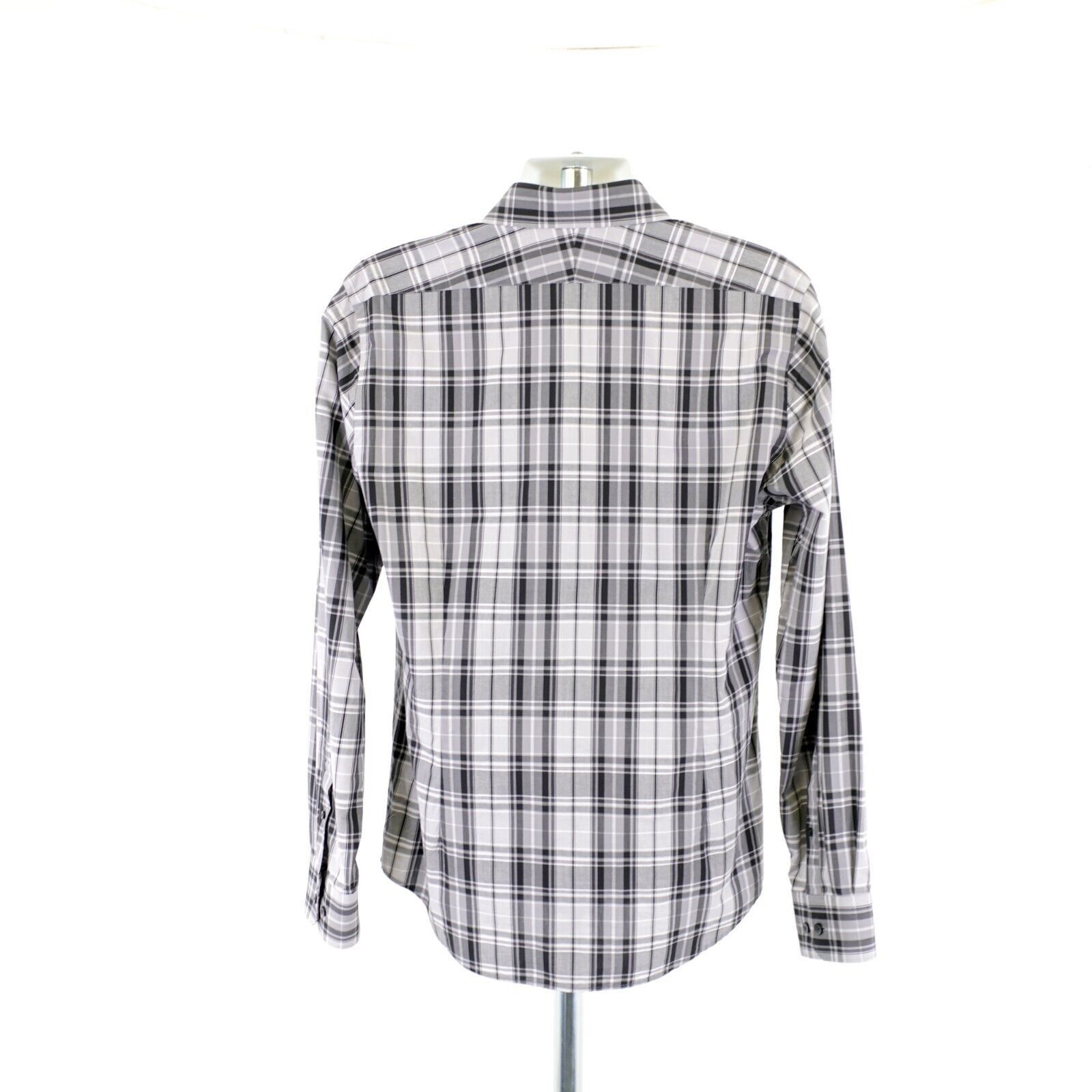 Express Express Fitted Gray Black Plaid Large 15-16.5 Collared Dress Size US L / EU 52-54 / 3 - 6 Thumbnail